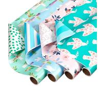 American Greetings Paquete de papel de regalo religioso reversible de 160 pies cuadrados para bodas, primeras comuniones y bautizos, diseñado por Kathy Davis, cruz religiosa, palomas y rayas (4