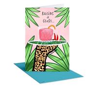 American Greetings Tarjeta de feliz cumpleaños de guepardo rosa para mujer, diseñada por Bouffants and Broken Hearts (Cheers to You)