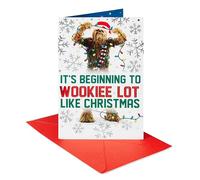 American Greetings Tarjeta de Navidad de Star Wars (Chewbacca con copos de nieve)