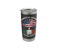 American Grown Italian Roots Árbol genealógico Italia Bandera Italiana Vaso térmico de acero inoxidable de doble pared