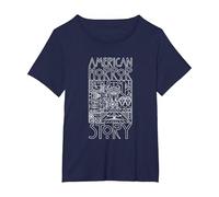American Horror Story Logotipo y Elementos Camiseta, Mujer Tallas Grandes, Azul Marino, 2XL Grande