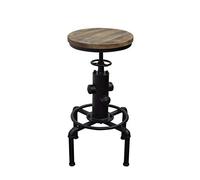 American Industrial Wind Furniture - Taburete de bar giratorio de hierro forjado de madera maciza retro (color: A)