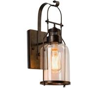 American Iron Art Clear Glass Wall Lamps Industrial Hallway Creative Personality Wall Sconces with E27/26 Base for Study Living Room Dining Room Bar Coffee Shop(Black)