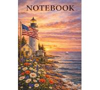 American Lighthouse Notebook: 100-Page Large A4 Lined Journal with Patriotic Coastal Artwork - Perfect for Notes, Writing & Gifts