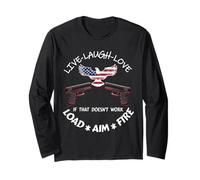 American Live Laugh Love Load Aim Fire 2da Enmienda Apoyo Manga Larga