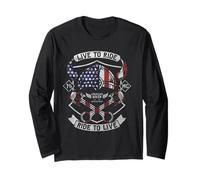 American Live To Ride Ride to Live Patriotic Graphic USA | L9 Manga Larga