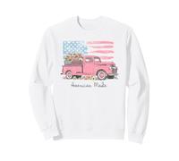 American Made Vintage Pickup Truck Sunflowers USA Flag Sudadera