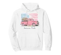 American Made Vintage Pickup Truck Sunflowers USA Flag Sudadera con Capucha