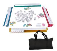 American Mahjong Set Complete Mahjong Tiles Set con 166 baldosas, 2 baldosas de repuesto, 4 estante con empujador, 1 concesionario de viento, 100 chip, 3 dados y 1 juego portátil manual con bolsa