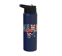 American Mama Balloon Dog 4th July Fourth Of July Stainless Steel Insulated Water Bottle