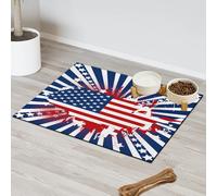 American Map - Tapete de alimentación para mascotas, para gatos, perros, cuenco de agua, tapete de comida con temática americana, tapete absorbente y antideslizante que contiene derrames, protege el
