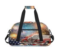 American Memorial Day Old Car Kids Duffel Bags for Girls Boys, Overnight Weekender Travel Bag 24L Sport Gym Duffel Bag Practice Tote Carry Bag, color, 24 L, Organizador de bolsas