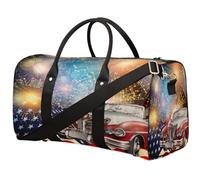 American Memorial Day Old Car Travel Duffle Bag for Women Men Girls Boys, Weekend Overnight Bags 22.7 L Tote Cabin Luggage Bag for Sports Gym Yoga, color, 22.7 L, Organizador de bolsas