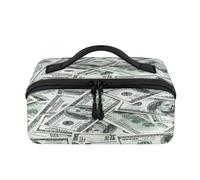American Money - Bolsa de maquillaje portátil con dólar americano, bolsa impermeable abierta, plana, artículos de tocador, cosméticos, organizador de viaje para mujeres y hombres