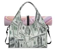 American Money - Bolsa deportiva con compartimento para zapatos, dólar americano, fin de semana, bolsa de equipaje para gimnasio, yoga, viajes, color, L, Bolsa de viaje