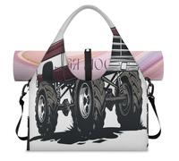 American Monster Truck - Bolsa deportiva de lona para mujeres y hombres, bolsa de fin de semana con compartimento para zapatos, bolsa de hombro para yoga, gimnasio, viajes, color, L, Organizador de