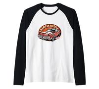American Muscle Car Vintage Retro Emblema Old School Car Fans Camiseta Manga Raglan