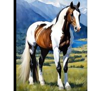 AMERICAN PAINT TOBIANO HORSE-COMPOSITION NOTEBOOK-7.5x9.25 (Wide Rule)-Animal Equestrian Equine Lover Watercolor Art Diary Journal GIFT: ֍ BACK TO ... High School College Ivy League University