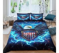 American Patriotic Art Funda de Edredón Microfibra 3 Piezas Compuesto Impresión 3D Cierre de American Patriotic Arte Funda Edredon Fundas de Almohada Transpirable for niños Single（135x200cm）