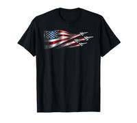 American Patriotic Fighter Jets USA Flag ondeando el 4 de Julio Camiseta