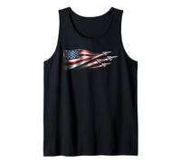 American Patriotic Fighter Jets USA Flag ondeando el 4 de Julio Camiseta sin Mangas