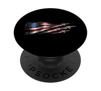 American Patriotic Fighter Jets USA Flag ondeando el 4 de Julio PopSockets PopGrip Adhesivo