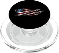 American Patriotic Fighter Jets USA Flag ondeando el 4 de Julio PopSockets PopGrip para MagSafe