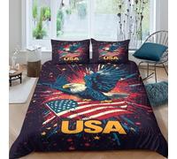 American Patriotic Funda Edredon Juego de Ropa de Cama de 3 Piezas Impresión 3D Cierre de American Patriotic Funda de Edredón Funda de Almohada a Juego Suave for Ancianos Double（200x200cm）