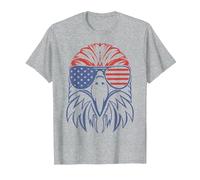 American Patriotic Symbol T-Shirt 4 de Julio American Flag tee Camiseta, Hombre, Gris Jaspeado, L