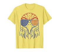American Patriotic Symbol T-Shirt 4 de Julio American Flag tee Camiseta, Hombre, Limón, L