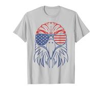 American Patriotic Symbol T-Shirt 4 de Julio American Flag tee Camiseta, Hombre, Plata, L