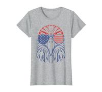 American Patriotic Symbol T-Shirt 4 de Julio American Flag tee Camiseta, Mujer, Gris Jaspeado, L