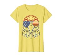 American Patriotic Symbol T-Shirt 4 de Julio American Flag tee Camiseta, Mujer, Limón, L