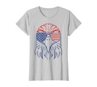 American Patriotic Symbol T-Shirt 4 de Julio American Flag tee Camiseta, Mujer, Plata, L