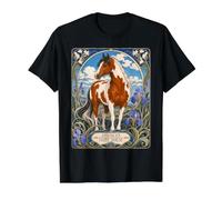 American Pinto Paint Art Nouveau Horse Lover Camiseta gráfica económica, Hombre, Negro, L