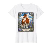 American Pinto Paint Art Nouveau Horse Lover Camiseta gráfica económica, Mujer, Blanco, L