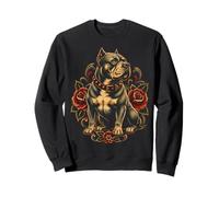 American Pit Bull Roses Retrato de Arte Estilo Tatuaje Vintage Sudadera