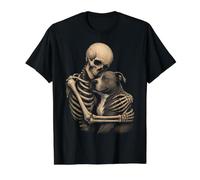 American Pit Bull Terrier Esqueleto Abrazo Gótico Amante de Perros Arte Camiseta gráfica económica, Hombre, Negro, S