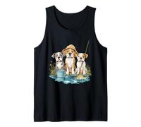 American Pit Bull Terrier Perros Pesca Estanque Cachorro Lago P Camiseta sin Mangas