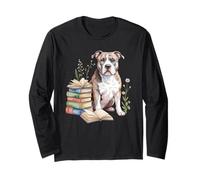American Pit Bull Terrier Pittie Books Reading Flowers Book Manga Larga