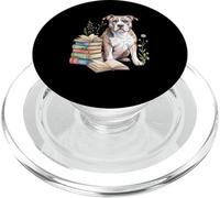 American Pit Bull Terrier Pittie Books Reading Flowers Book PopSockets PopGrip para MagSafe
