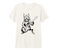 American Pitbull Bully Staffy Bull Terrier Dog Guitarra Música Camiseta Premium