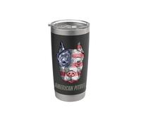American Pitbull Terrier Bandera de Bully Dog Vintage Vaso térmico de acero inoxidable de doble pared