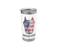 American Pitbull Terrier Bandera de Bully Dog Vintage Vaso térmico de acero inoxidable de doble pared