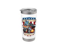 American Pride Classic Muscle Car, dibujo animado de los años cincuenta Vaso térmico de acero inoxidable de doble pared
