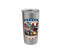 American Pride Classic Muscle Car, dibujo animado de los años cincuenta Vaso térmico de acero inoxidable de doble pared