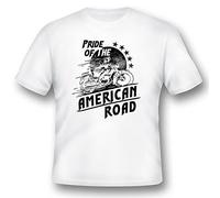 American Pride of The Road White tee White Yellow Black Red Mens Women T Tshirts Camisetas y Tops 100% Cotton (X-Large)