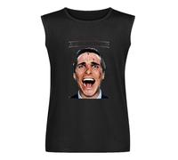 American Psycho Splatter Face - Camiseta sin mangas para hombre, cuello redondo, 100 % algodón, unisex, sin mangas, Negro, 3XL