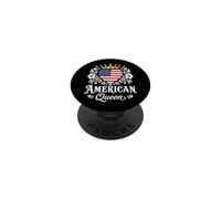 American Queen America Flag USA Proud American Woman PopSockets PopGrip Adhesivo