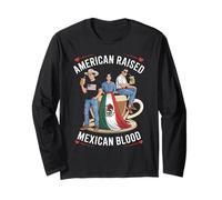 American Raised Mexican Blood Funny Heritage Mamá Mujeres Hombres Manga Larga